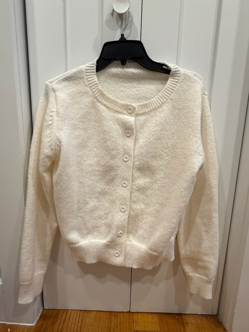 Classic White Button Women's Sweater